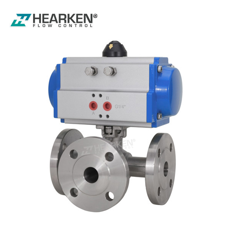 Pneumatic Actuated Flanged 3-Way Ball Valve