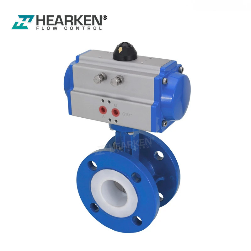 Válvula de mariposa con brida accionada neumáticamente